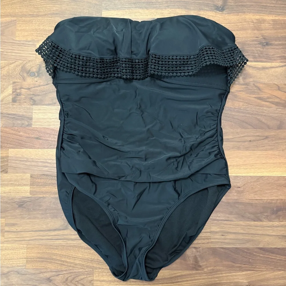 Kona Sol black strapless swimsuit